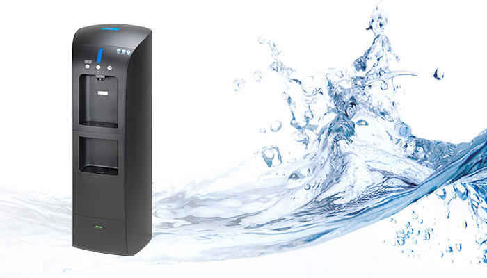 Crystal Pro water dispenser with water splash in the background